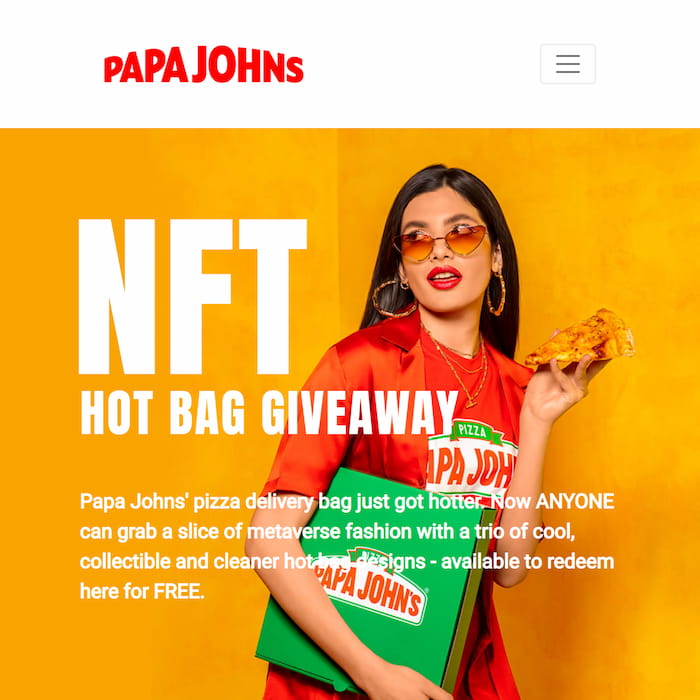 PAPA JOHNS NFT HOT BAGS