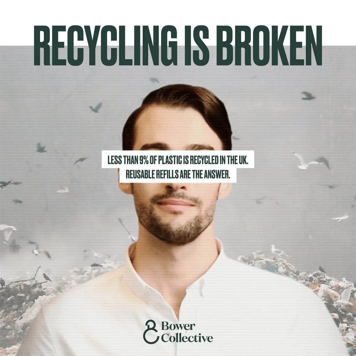 Using a fake spokesperson to highlight the fake nature of plastic recycling - mega results for Bower Collective